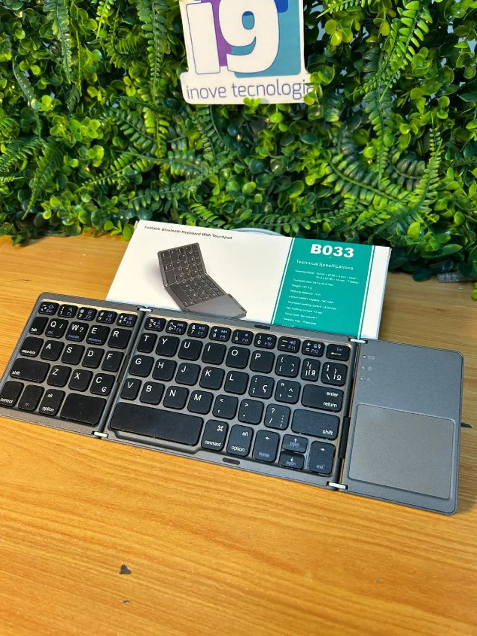 Mini Teclado touch dobrável B033  Bluetooth 3.0 Cinza chumbo   Compatível com smartphone A - Foto 4