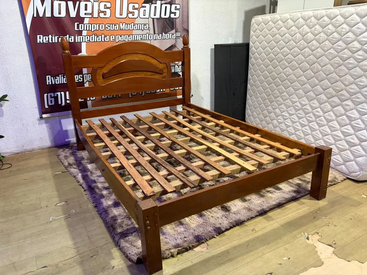 Cama de casal madeira bem conservada ((ENTREGO GRATIS)) - Foto 2