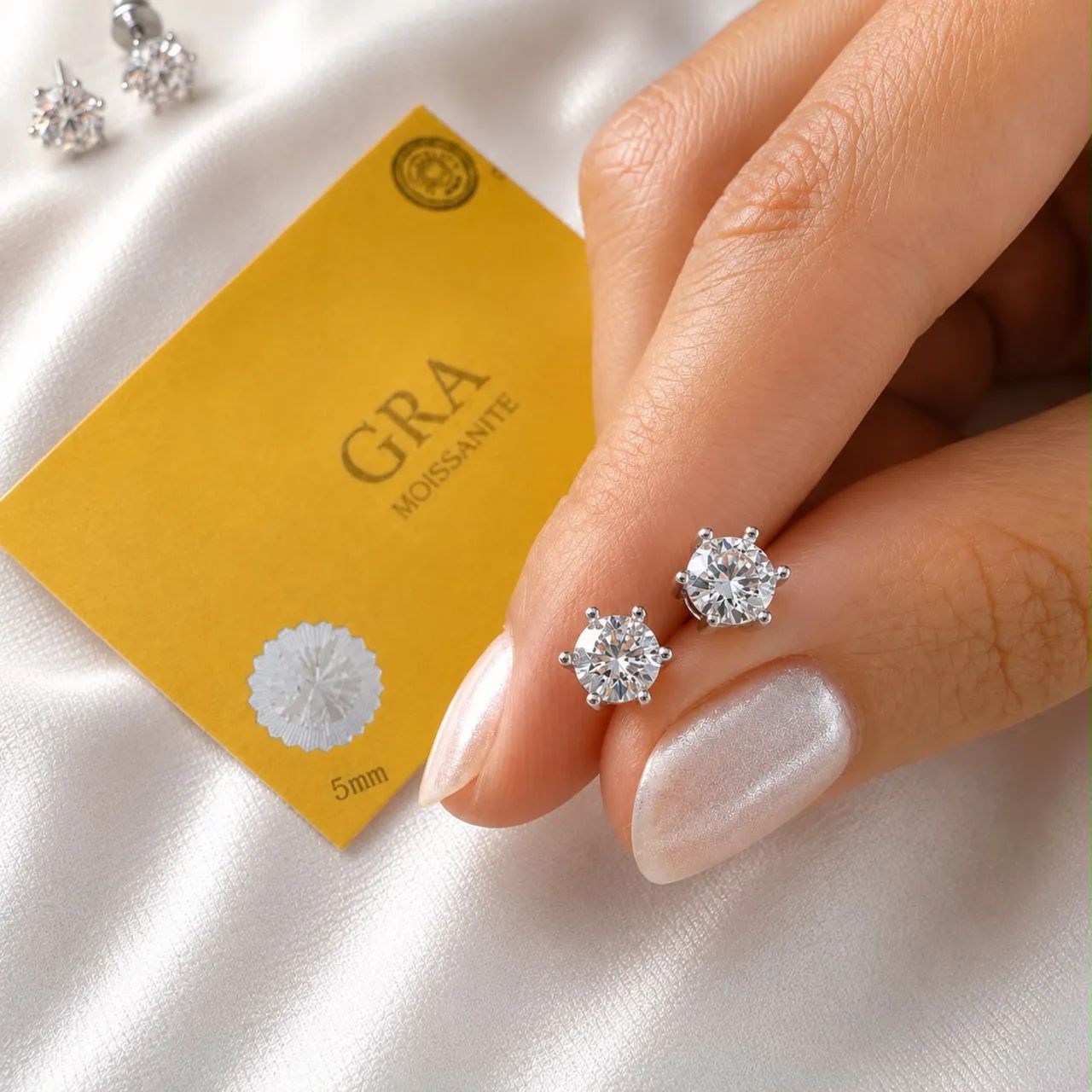 Brinco moissanite 4 mm prata 925 com ródio com certicado e garantia - Foto 5