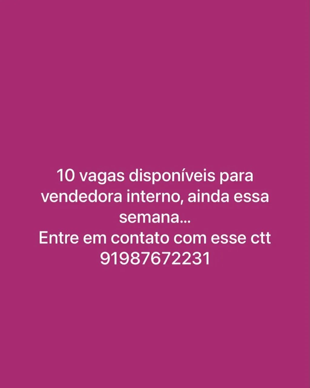 Vaga pra vendedora