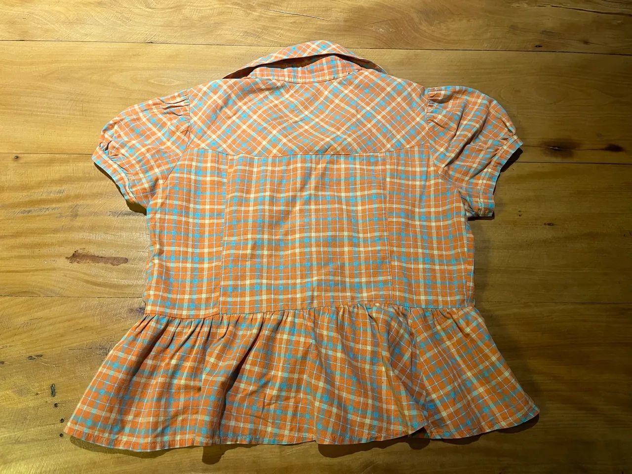 camisa xadrez boneca plissada  - Foto 2