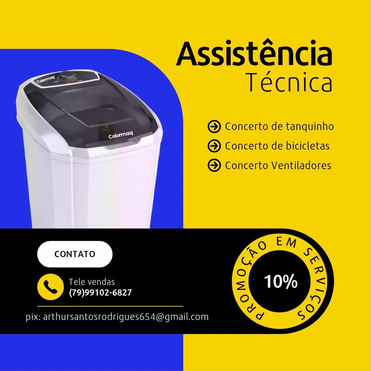 Assistência técnica de tanquinho e ventilador 