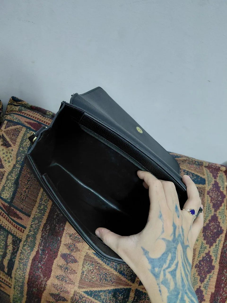 Bolsa couro preta  - Foto 5