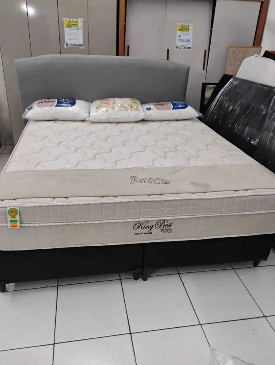 Cama base king + colchão king anjos star