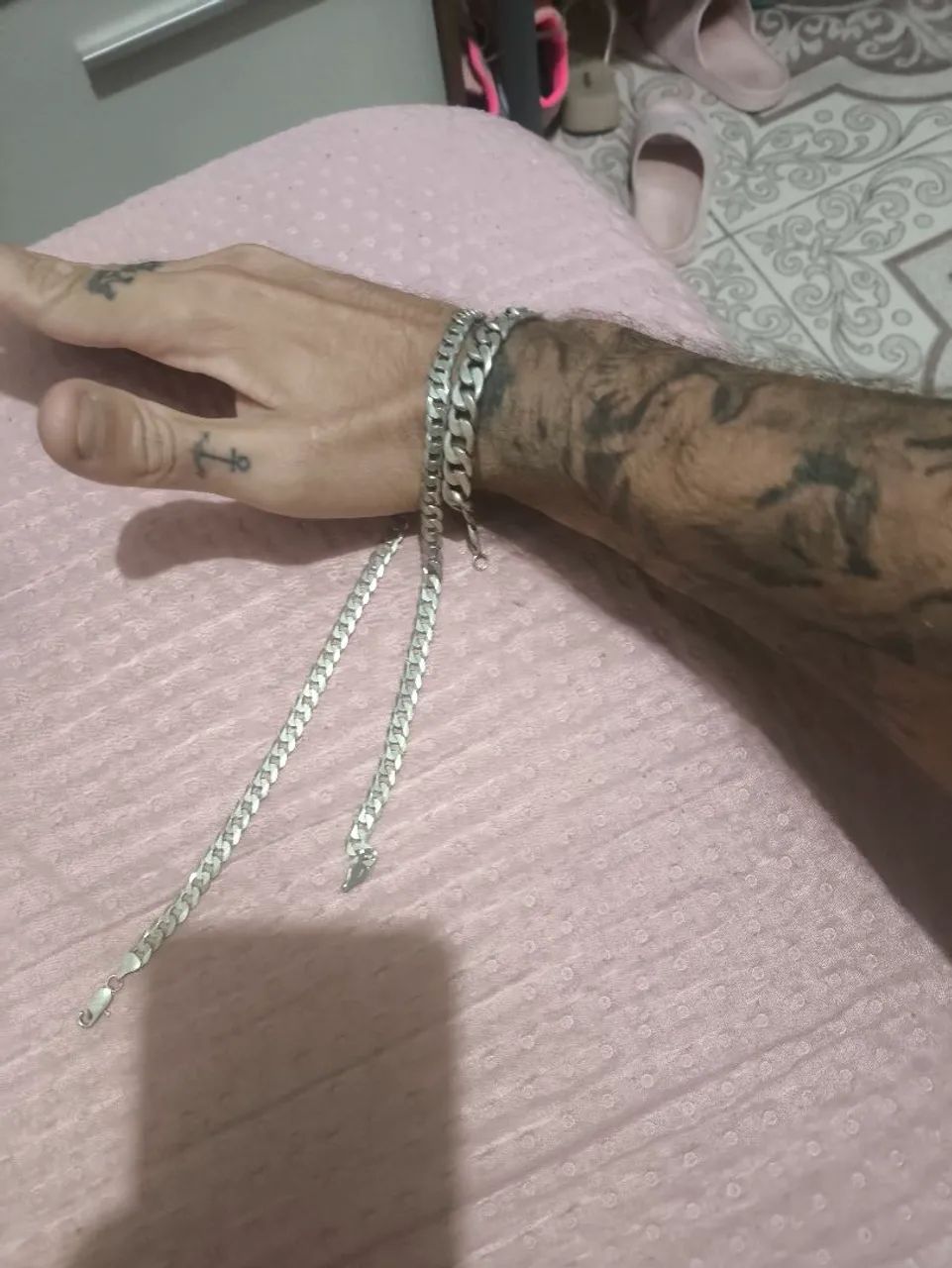 Prata legítima Pulseira e cordão  - Foto 2