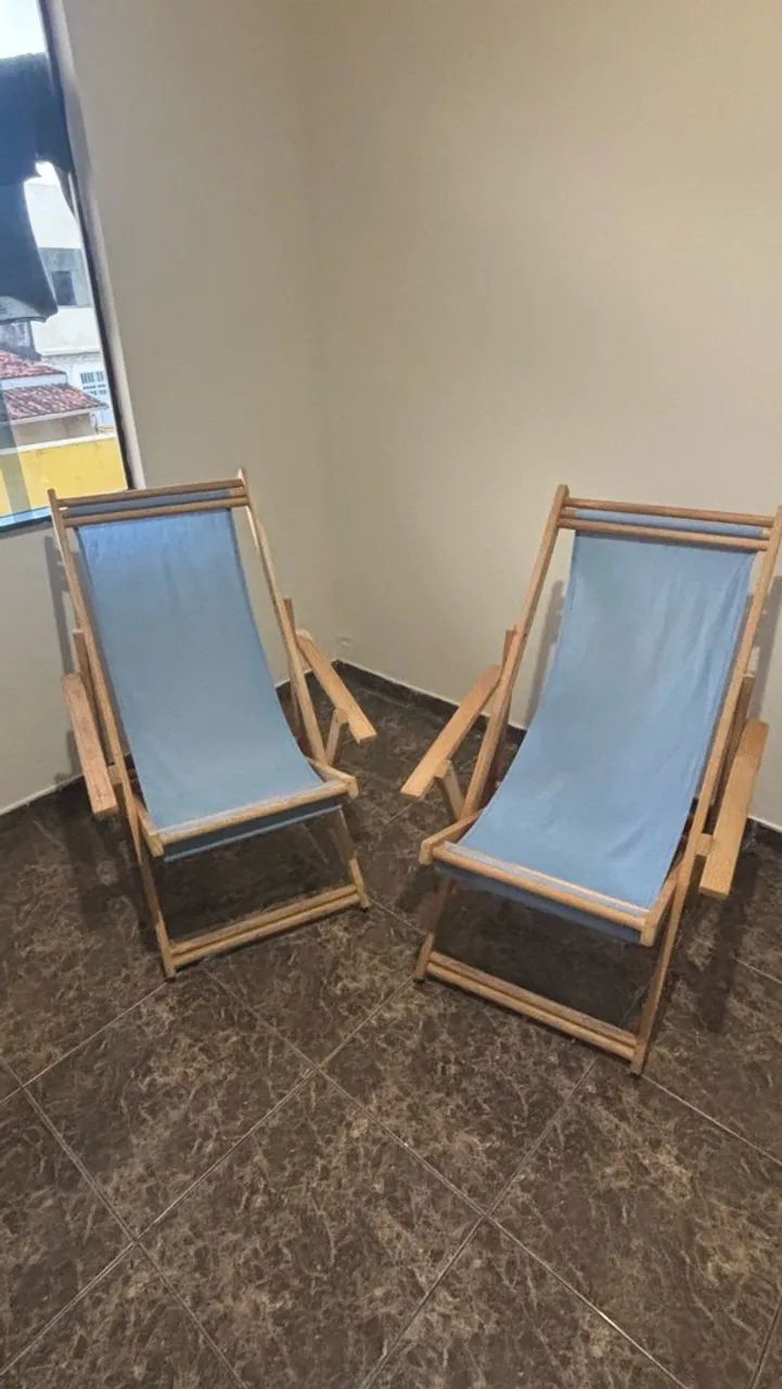Cadeira de praia de madeira kit com 4 