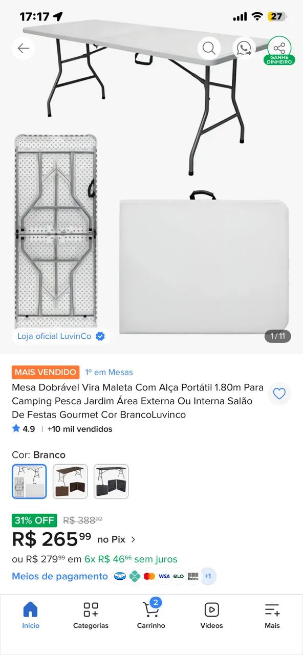Mesa maleta dobrável + 3 cadeiras potenza - Foto 5