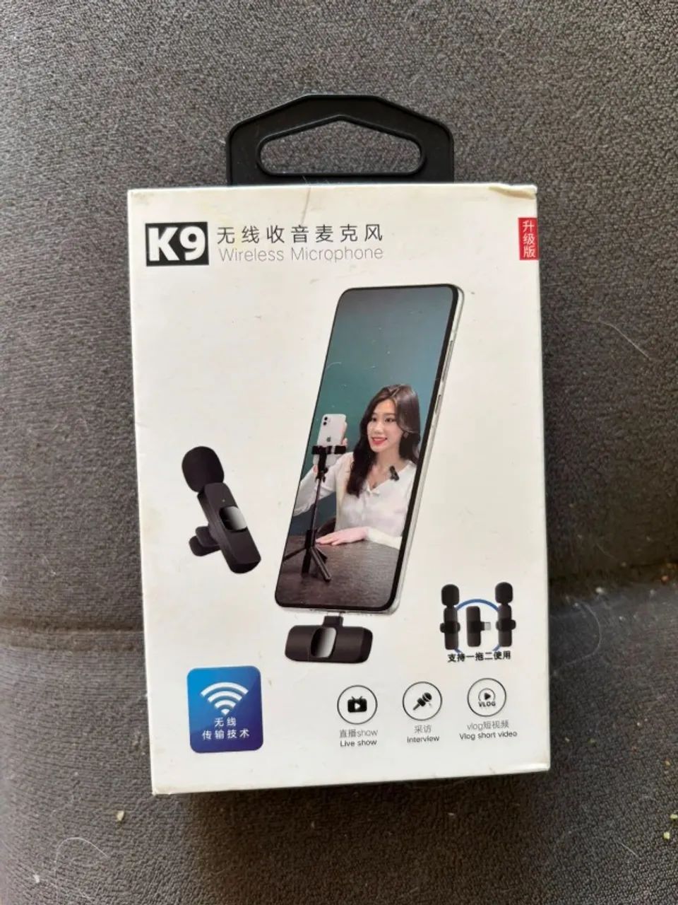Kit microfone de lapela sem fio K9 duplo USB-C e Lightning - Foto 2