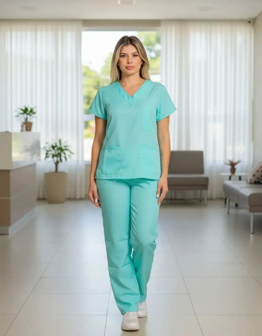  Conjunto de Uniforme Veterinário Verde Claro - Marca Pandora
