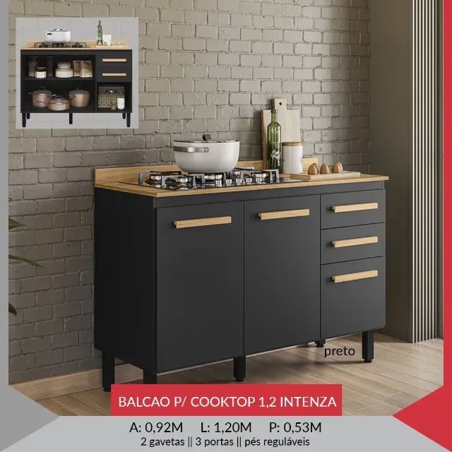 BALCÃO P/ COOKTOP 1,20L