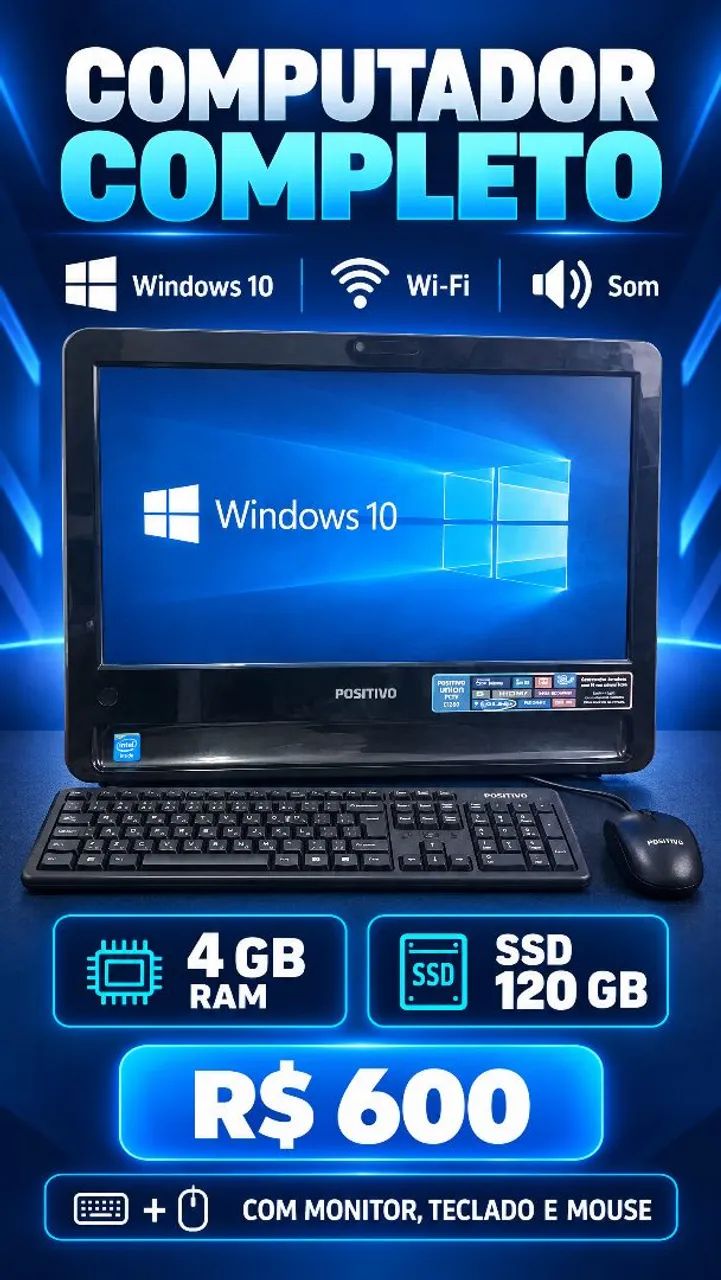 Computador Positivo 4 gigas SSD windows 10