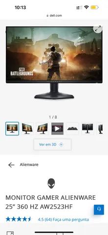 Monitor Gamer Alienware 360Hz 25 Polegadas