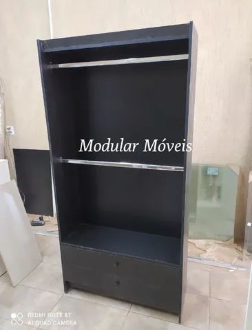 Cabideiro Duplo com 2 Gavetas - MDF Preto - Foto 3