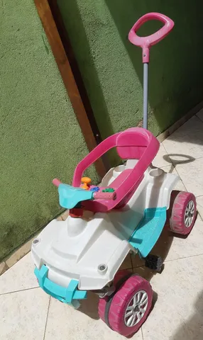 Quadriciclo Infantil Carrinho Passeio Moto Menina Menino Veículo Passeio  Com Haste Guia Removível Câ