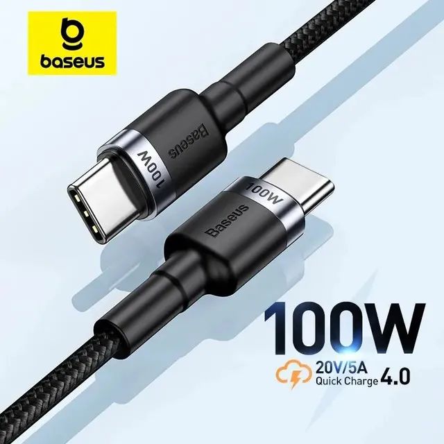 Cabo USB Baseus tipo C para C carregamento rápido 100w 5A 1M
