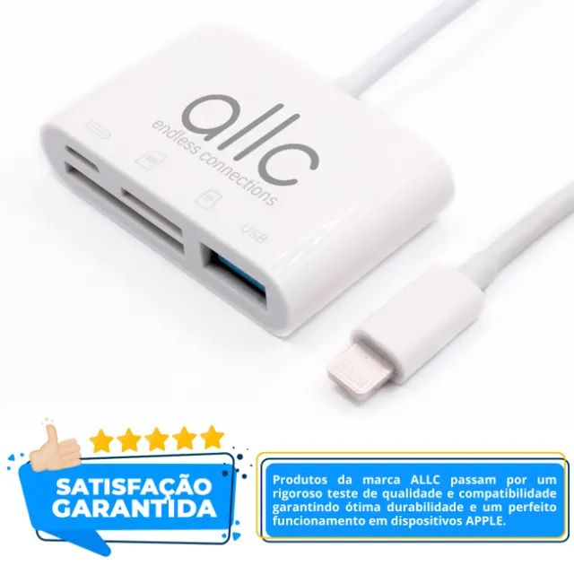 Adaptador Lightning 4 em 1 - Usb Otg Leitor de Cartão SD Micro SD e Carga para iPhone iPad - Foto 5