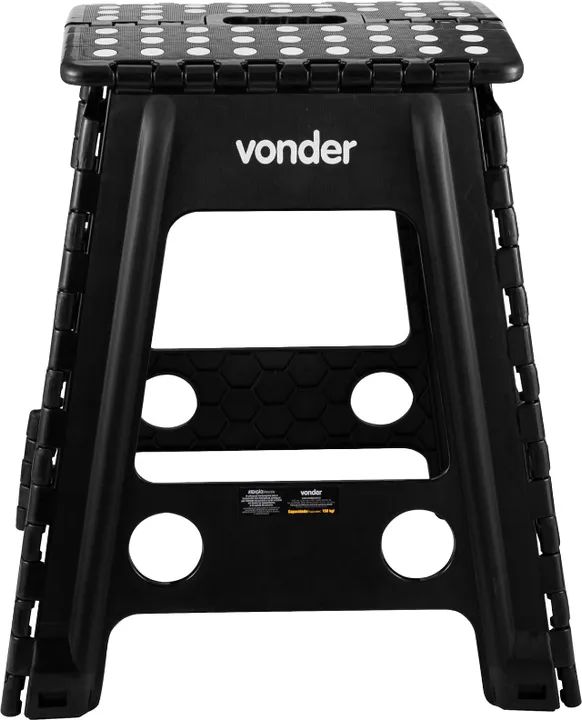 Banqueta Dobrável Antiderrapante Preta Altura 45cm Vonder - Foto 2