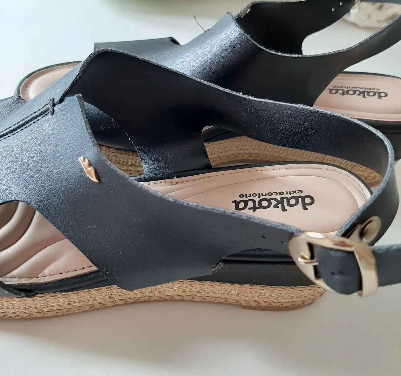 Sandália Anabela Plataforma preta Dakota - tamanho 38 - Foto 4