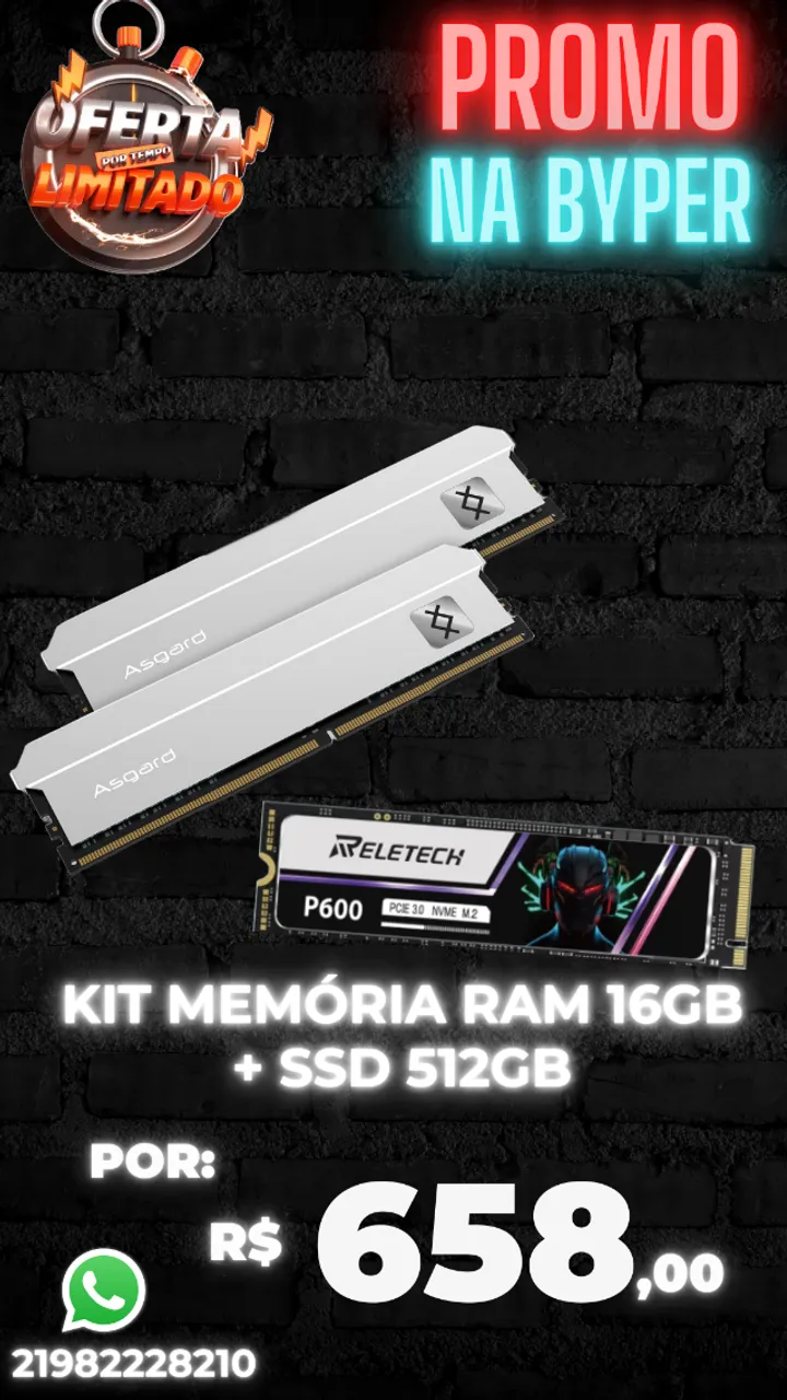 Kit Memória DDR4 e SSD na promoção (consultar valores)