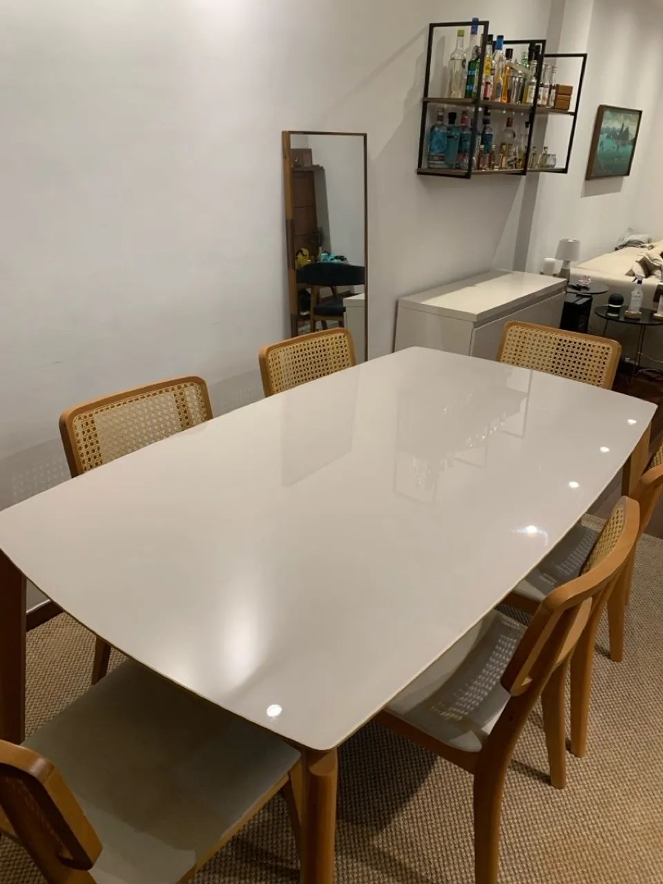 Mesa De Jantar Lalá Abracasa - Vidro Off White - Foto 2