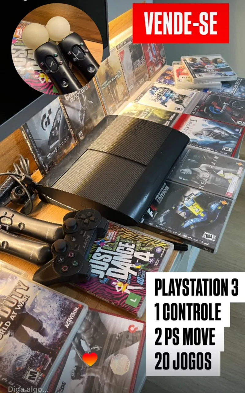 PlayStation 3 + jogos + Ps Move