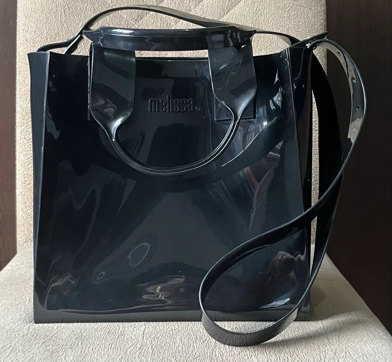 Bolsa transversal Melissa Essential Tote Bag - Preto  - Foto 2