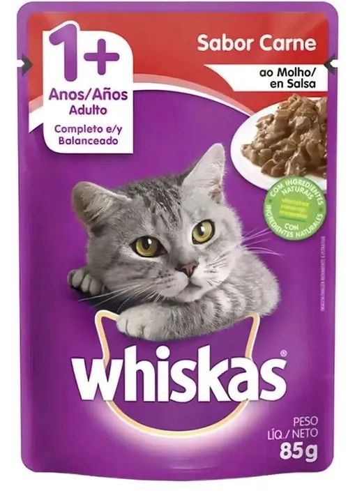 Ração Úmida Whiskas Carne ao Molho 85g - Pacote com 8 Sachês - Foto 2