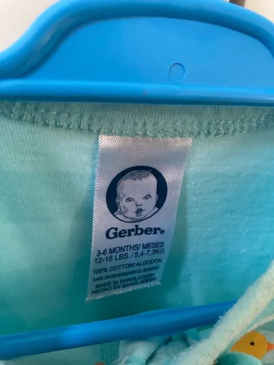 Macacão listrado para bebê - azul e branco - Foto 2