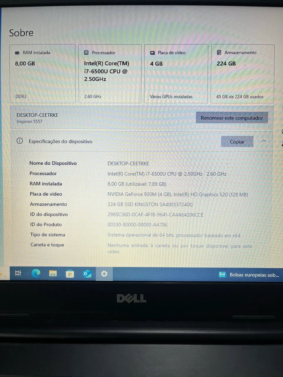 Dell Notebook with video card64166982214019121