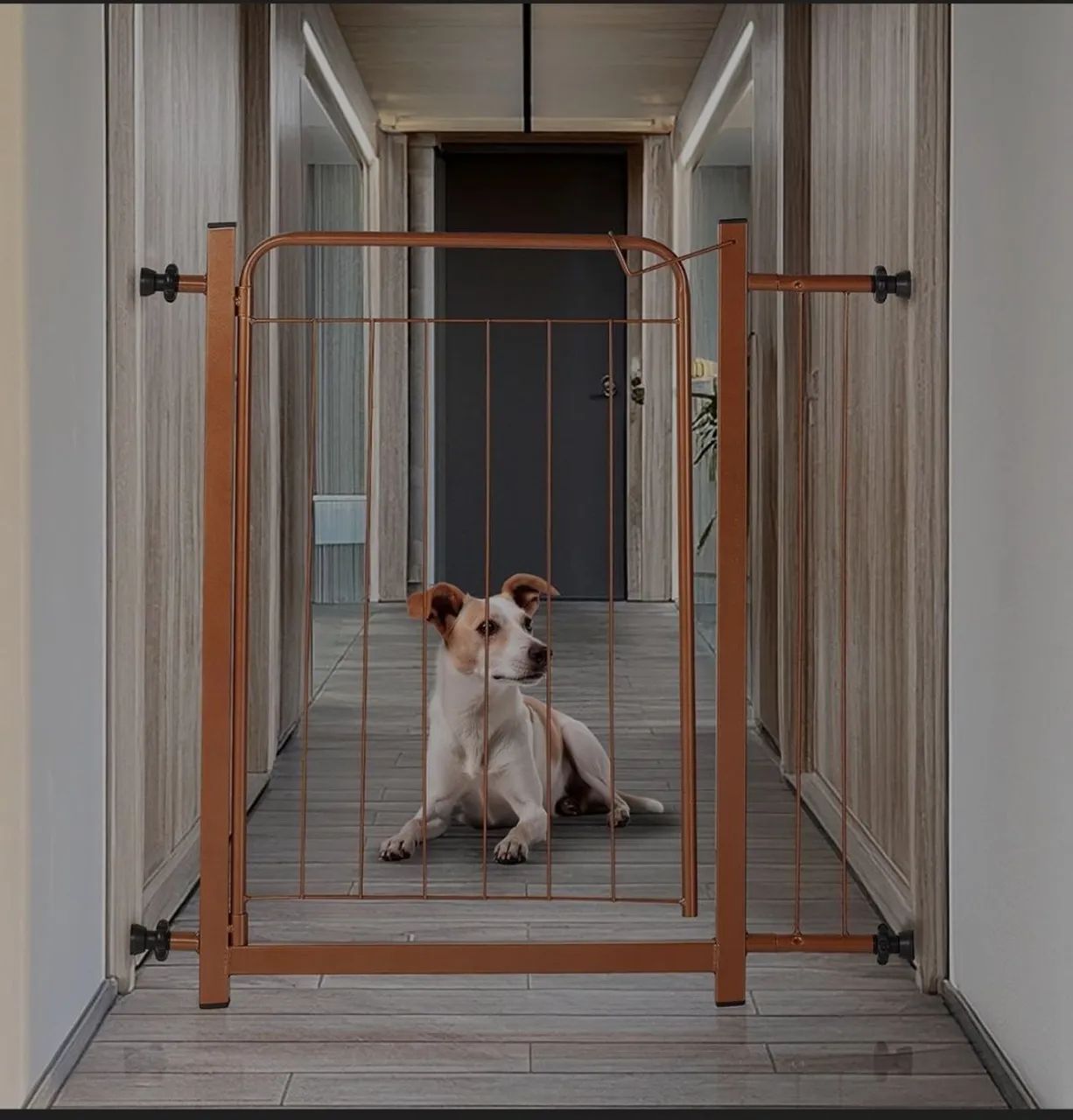 Portão Pet Para Cães e Bebês Largo 69 a 84cm Com Extensor 10cm Cor Bronze