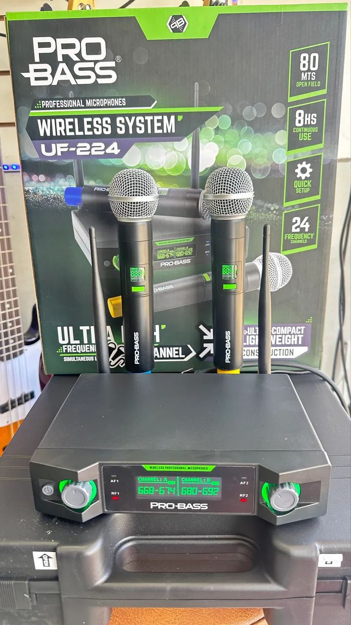 Microfone sem fio UHF duplo ProBass - Foto 2