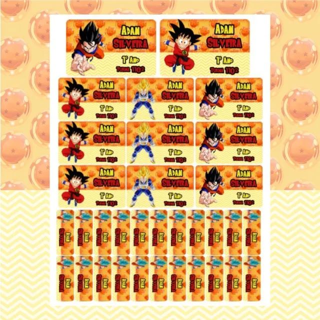 Etiquetas Escolares Personalizadas Dragon Ball | Kit 33 Und. | Escolha o tema! | Tijuca - Foto 2