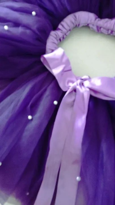Saia de Tule Roxa com Laço