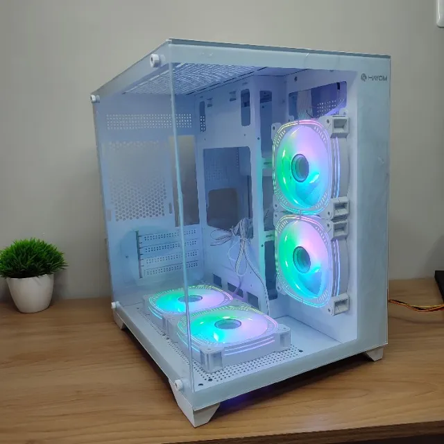 Gabinete Gamer Aquário Hayom com 4 Fans Branco