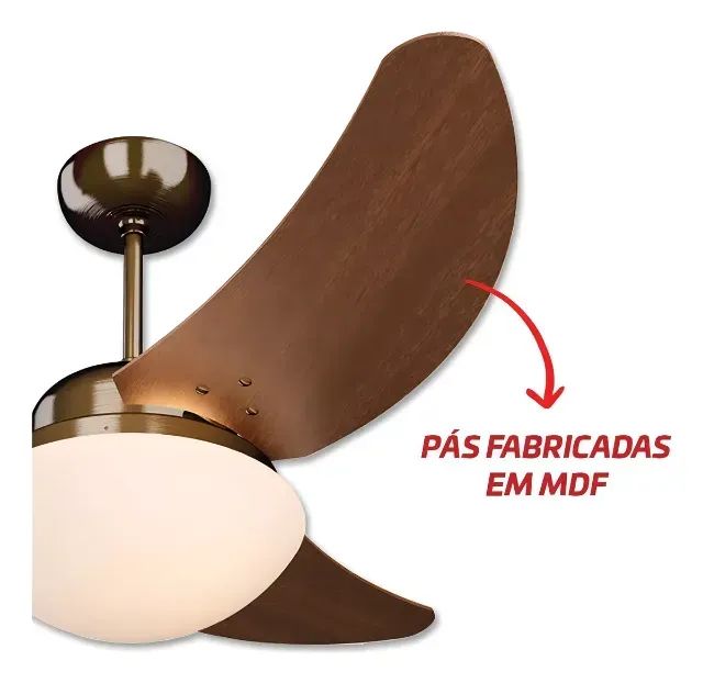 Ventilador De Teto Quarto Sala 3 Pás Tron Solano 130w Cobre 127v