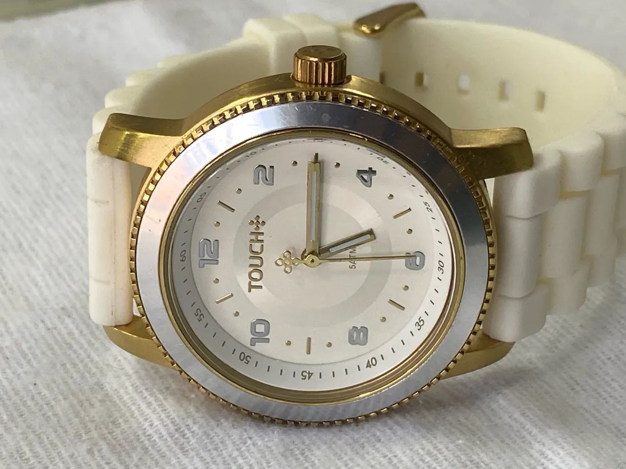 Relógio Touch Branco e Dourado - Foto 4