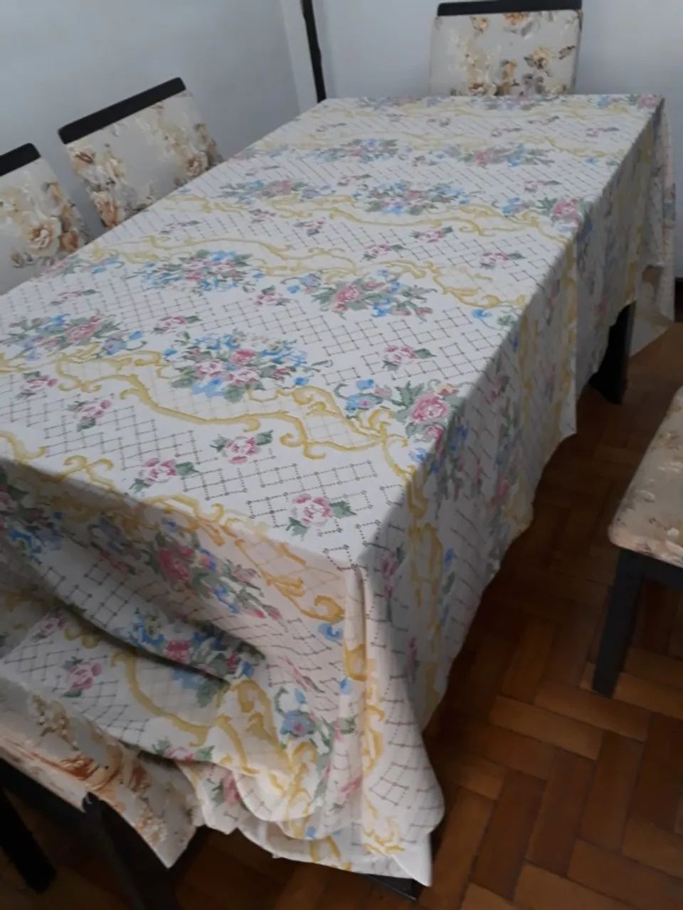 Toalha Mesa De Poliéster Retangular 8 Lugares Lindo Floral63824628756739121