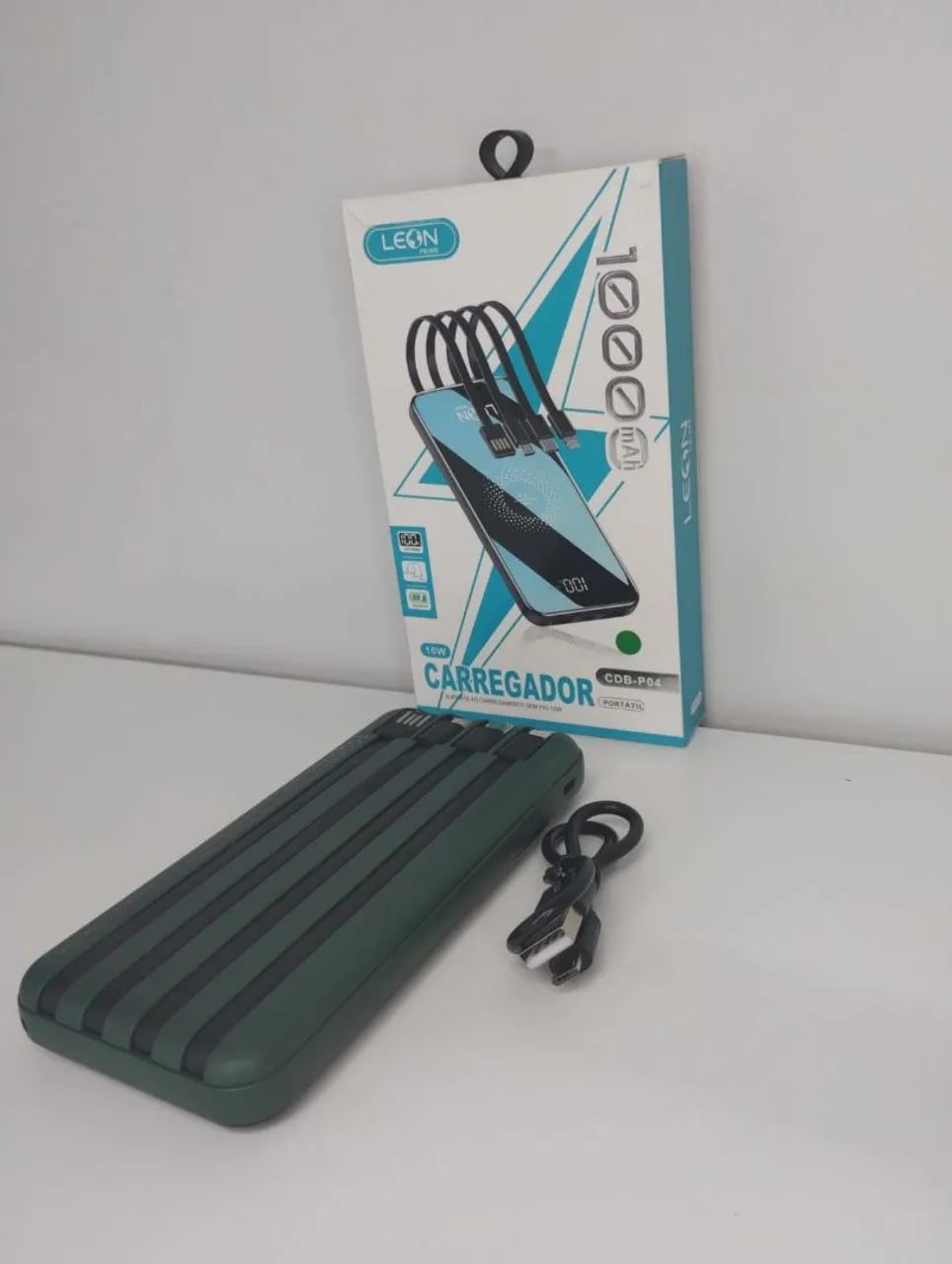 Carregador Portátil 10000 mAh 18W Leon Prime Verde - Foto 3