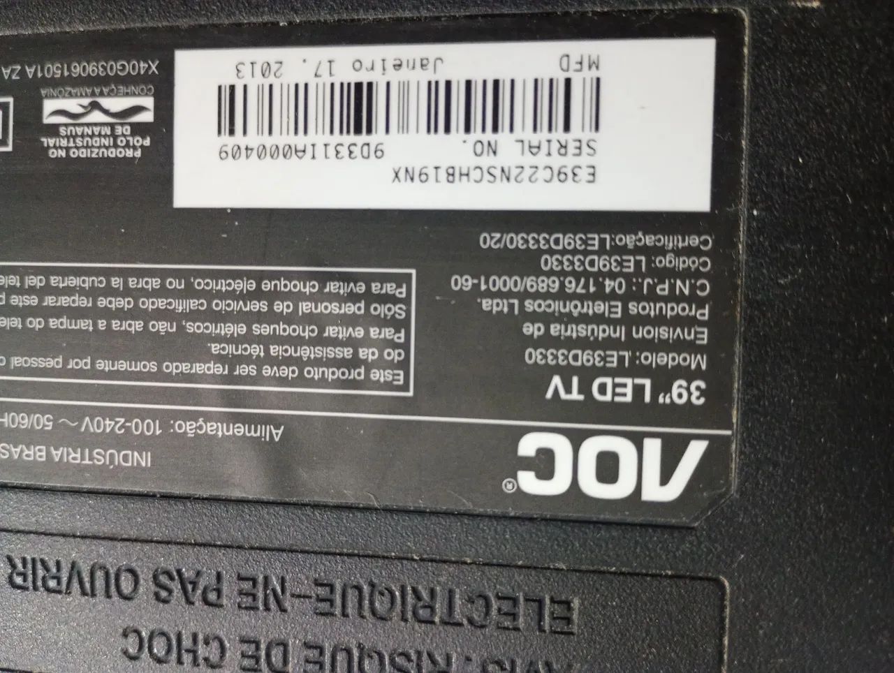 Tv aoc 39 polegadas DEFEITO
