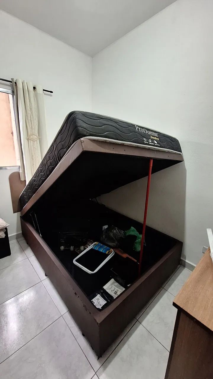 Cama box baú casal com colchão de molas  - Foto 2