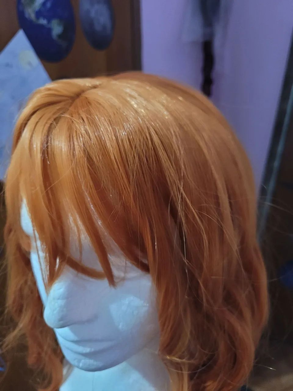Peruca sintética ruiva natural curta e encaracolada, ideal para Cosplay e nunca utilizada! - Foto 2