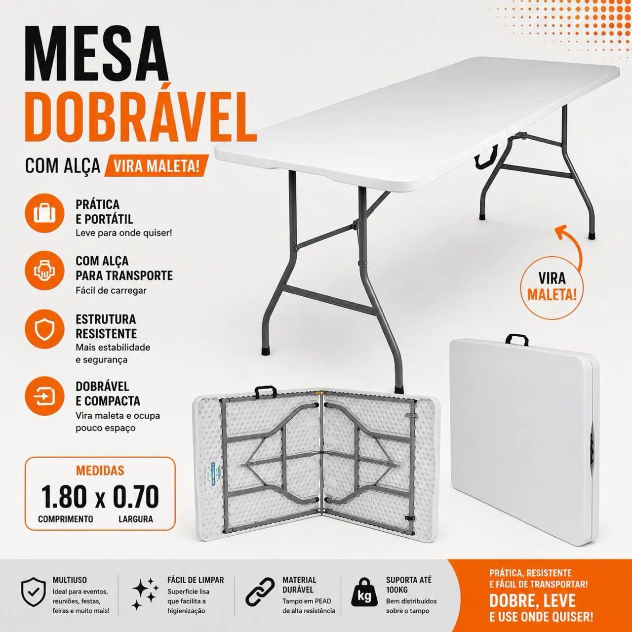MESA DOBRAVEL 1.80 COM ALÇA LOJA IKONOFFICE  - Foto 2