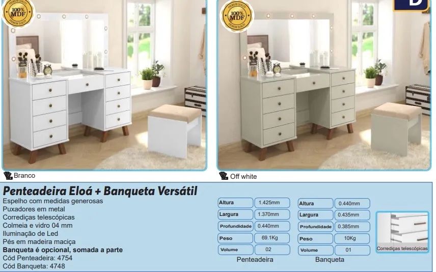 Penteadeira Camarim com banqueta  - Foto 2