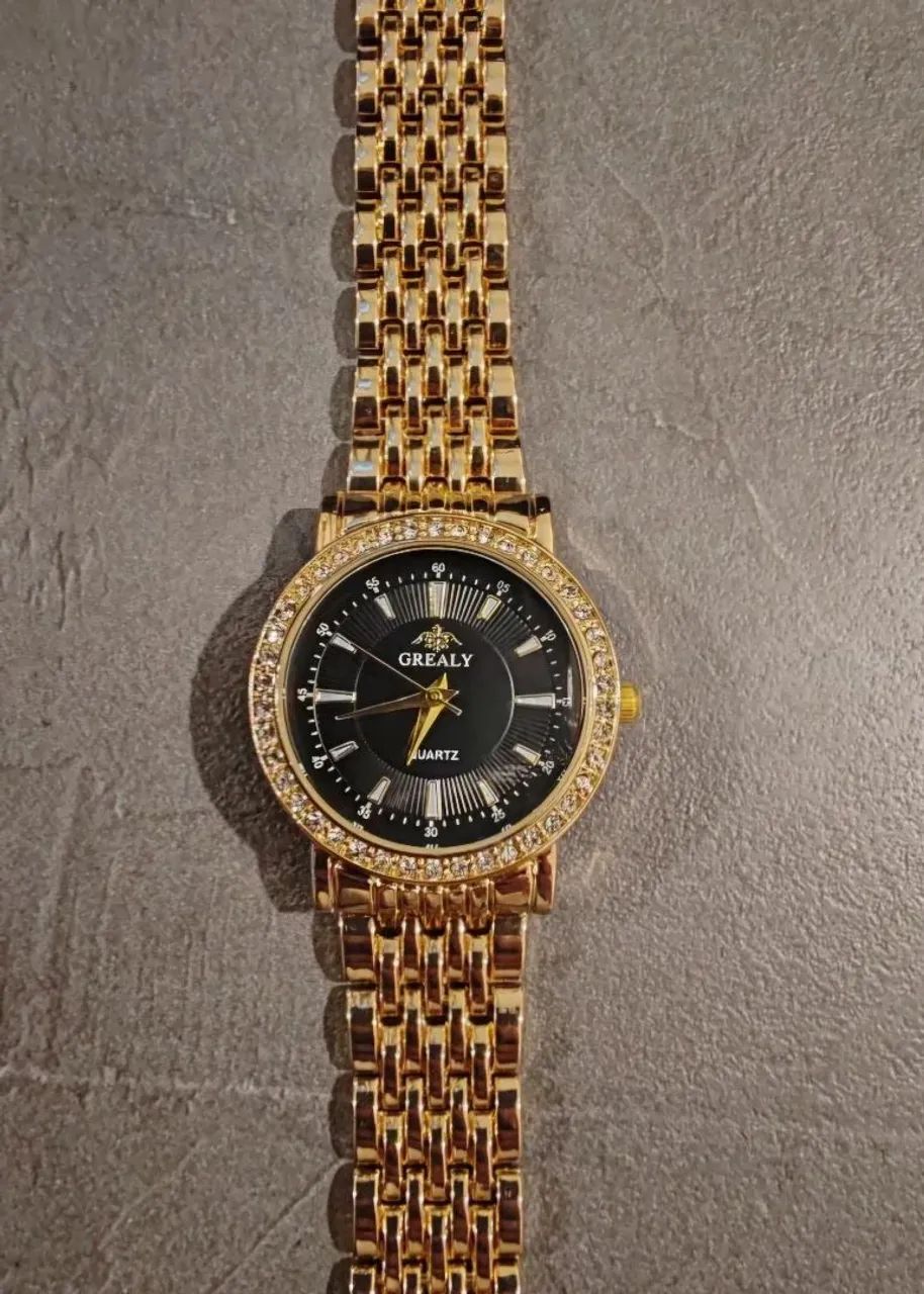 Relógio Analógico Quartz Gold mosaic 