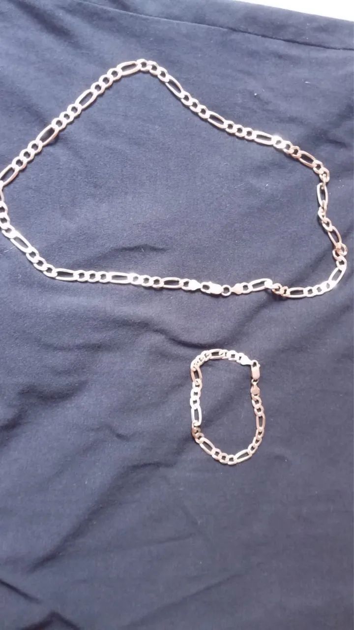 Kit corrente e pulseira de prata 