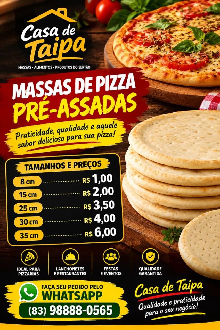 Discos de massas de pizza  pre assadas .