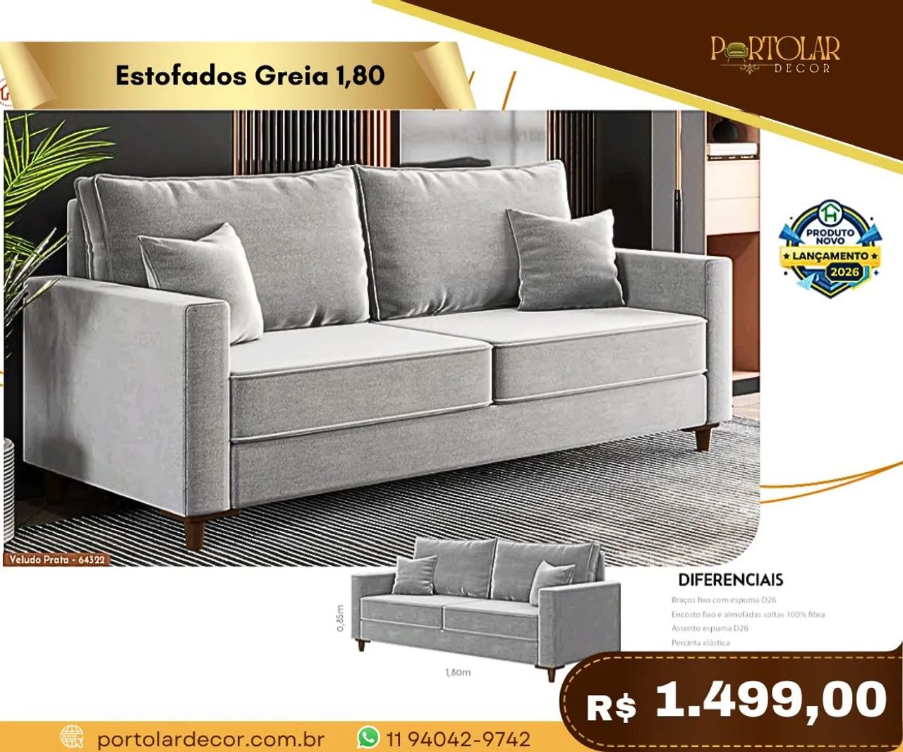 Estofados Grécia 1,80m , à pronta entrega 