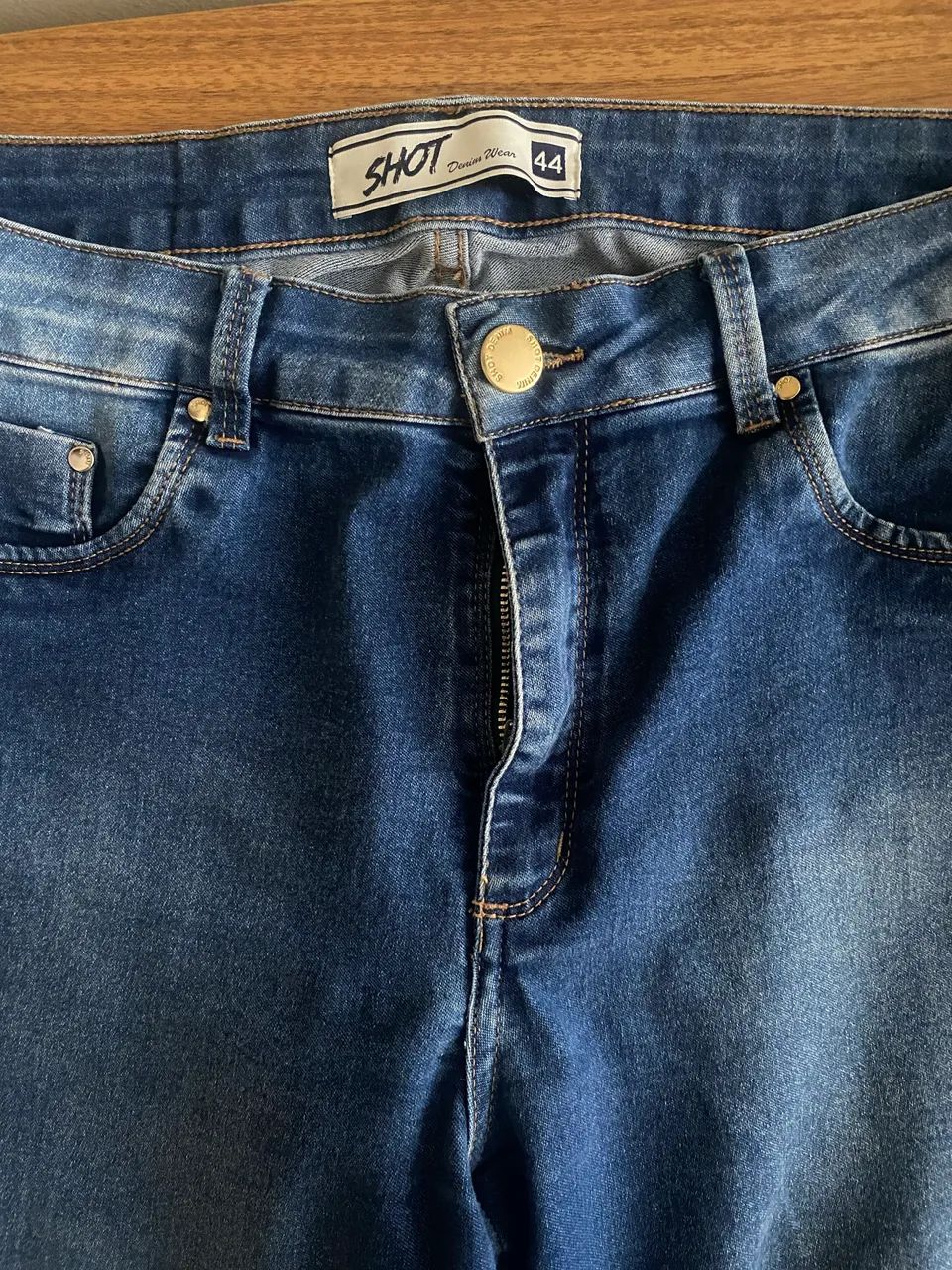 Calça jeans denim 44 reta cintura alta - Foto 4