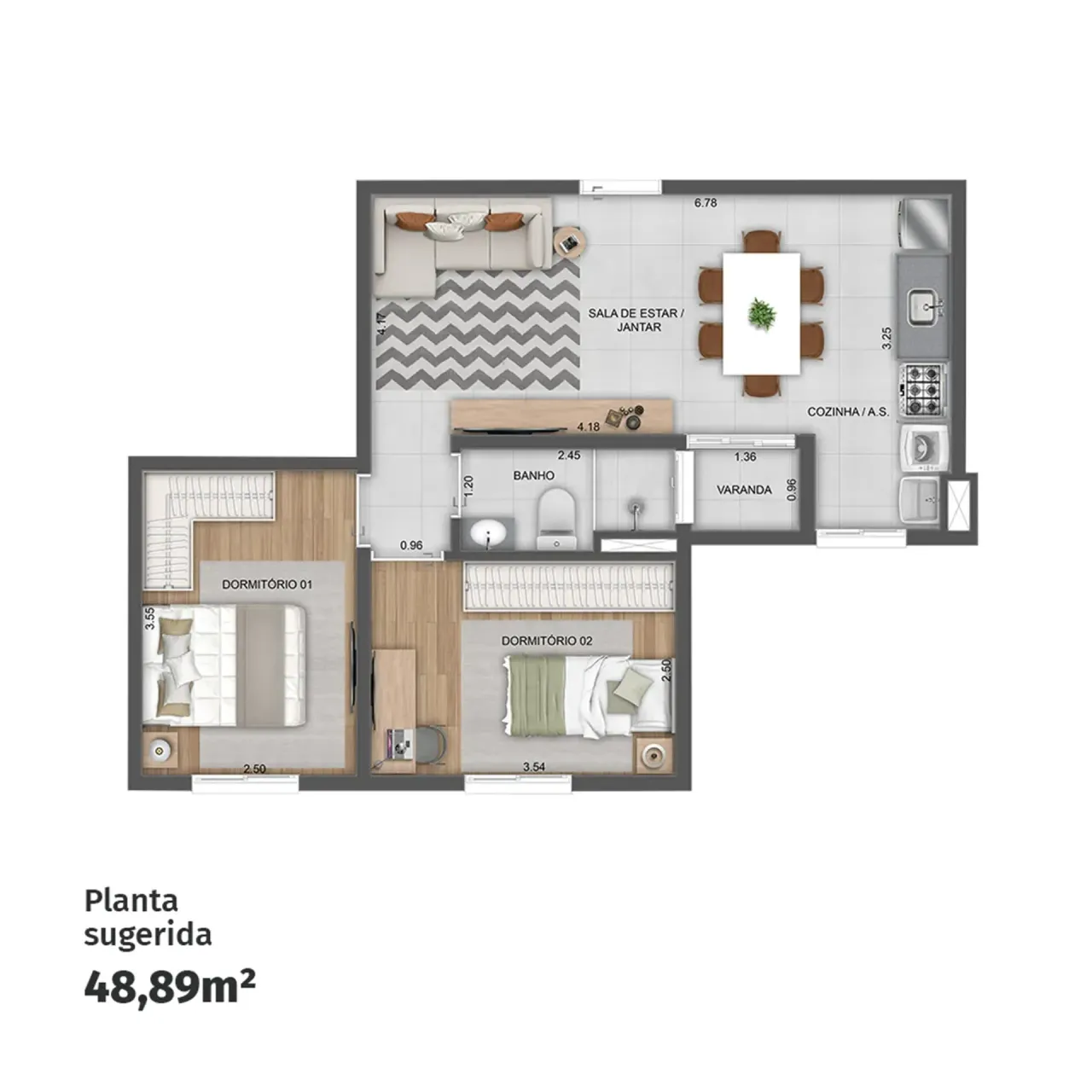 PLANTA 48m²