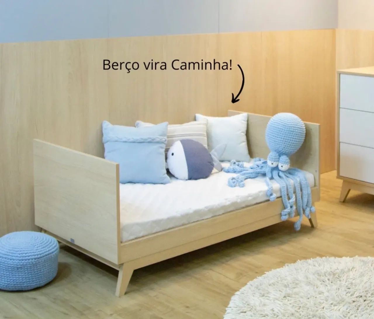 Berço Americano Petit em MDF 2 em 1 com Colchão  - Foto 2